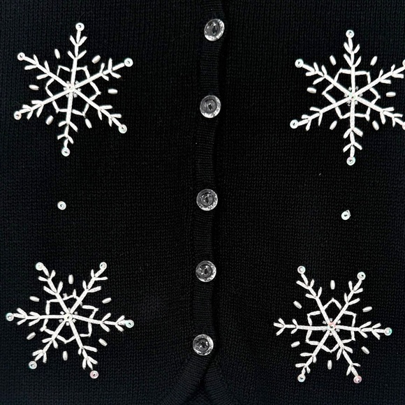 Hampshire Studio Snow Embellished Snowflake Christmas Sweater Vest Size Small - Picture 5 of 9